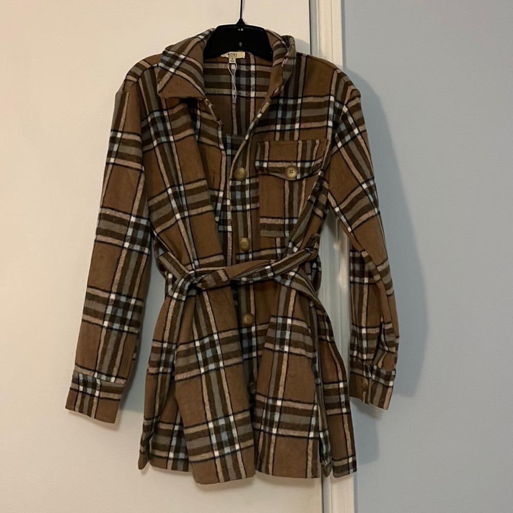 plaid button down jacket